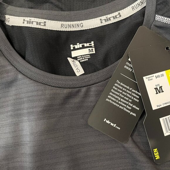 Hind Men's Ultra light Charcoal Running Tank Top - Size Medium - NWT $40 - Picture 4 of 4